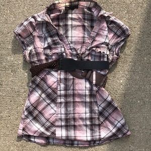 Light pink and brown striped blouse